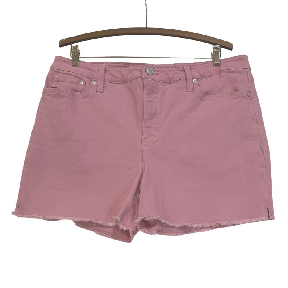 Seven7 Weekend Short Pink Denim Frayed Hem Women's Size 16 Mauve Stretch Shorts